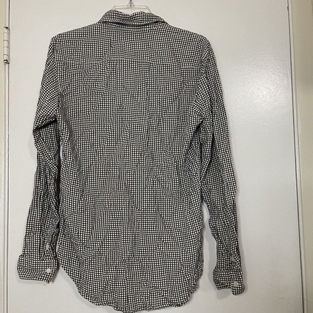 SANDRO Paris black white gingham plaid button down collared shirt medium - Picture 7 of 7